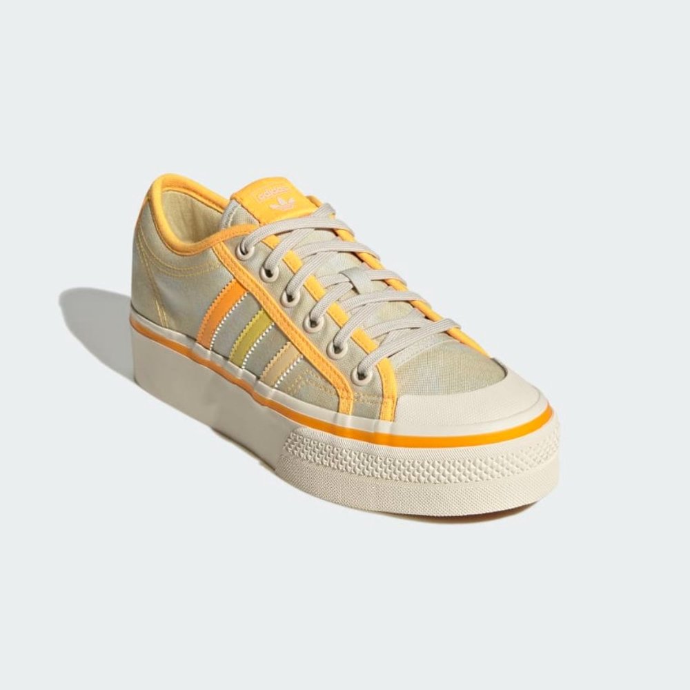Adidas Women's Yellow Orange NIZZA PLATFORM Fashion Sneakers 6.5 GX4607